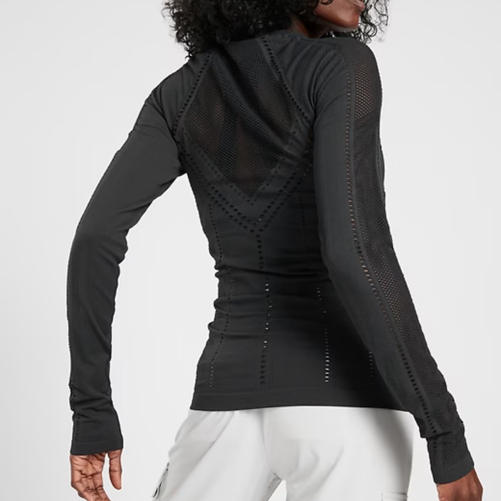 Athleta Oxygen Black Mesh Long Sleeve Top - Picture 2 of 7